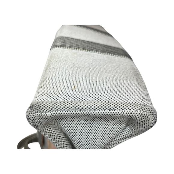 Hermès Canvas Fourre Tout MM Tote Bag Gray Stripe Web Handles Large Authentic - Picture 14 of 16